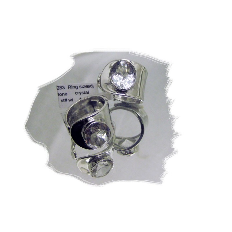 Sølvring m/krystall regulerbar