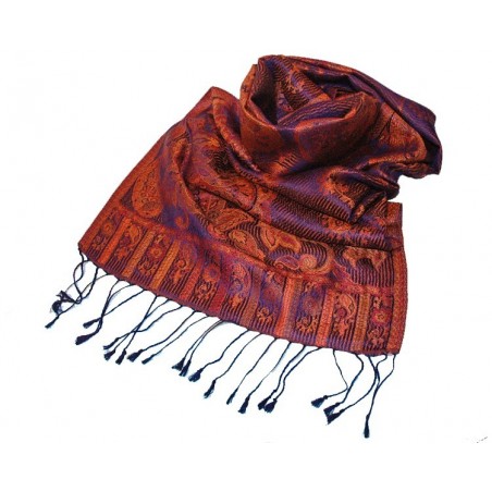 Silkeskjerf, Blå, orange, oliven