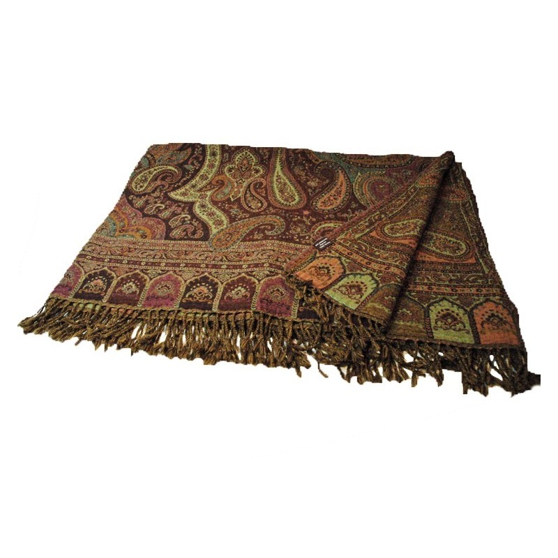 Ullpledd i merinoull - Vårgrønn/lilla