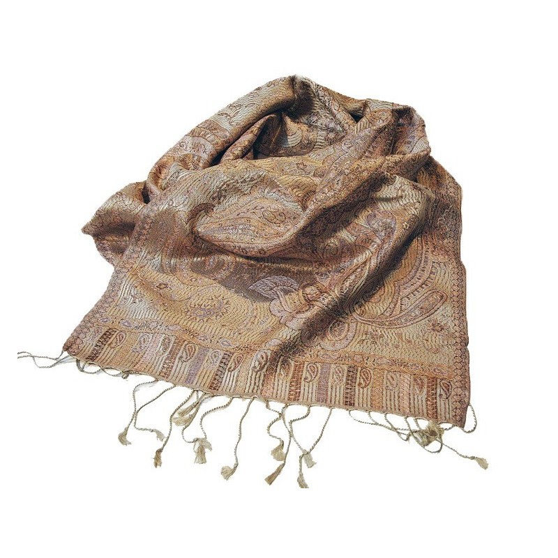 Silkeskjerf, Rosa, gyllen, beige