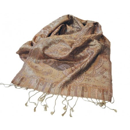 Silkeskjerf, Rosa, gyllen, beige