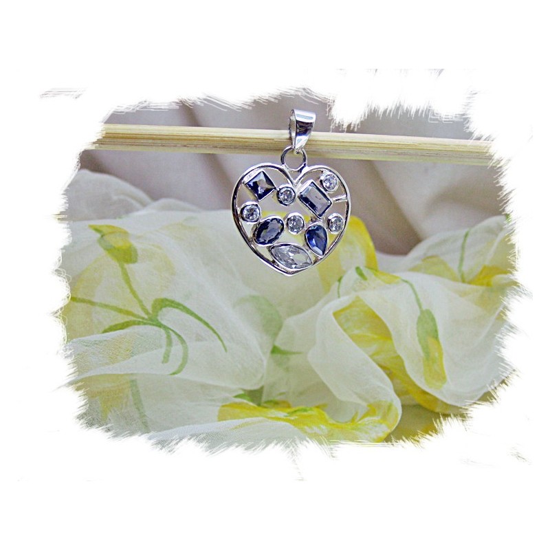 Anheng, Blue heart - sølv/m 4 blå iolit(vannsafir) og 6 zirkon