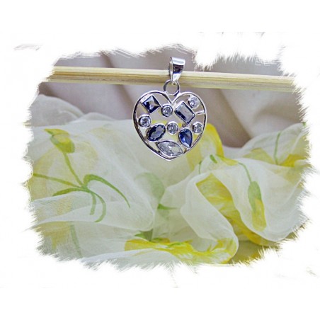 Anheng, Blue heart - sølv/m 4 blå iolit(vannsafir) og 6 zirkon