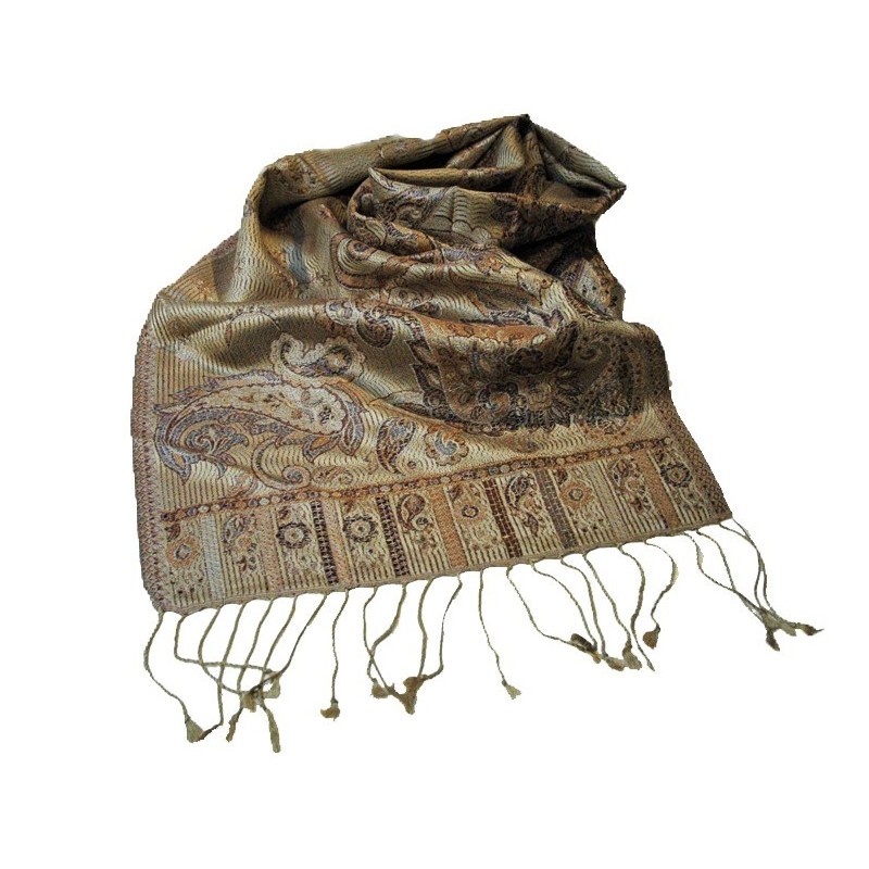 Silkeskjerf, Beige, mørklilla