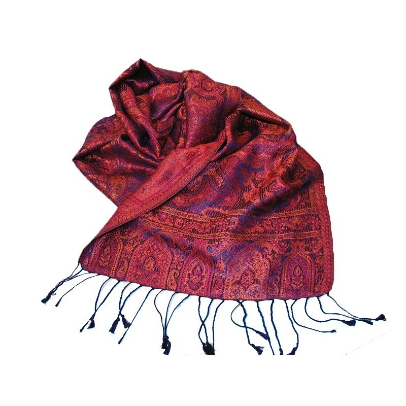 Silkeskjerf, Blå, lilla, orange