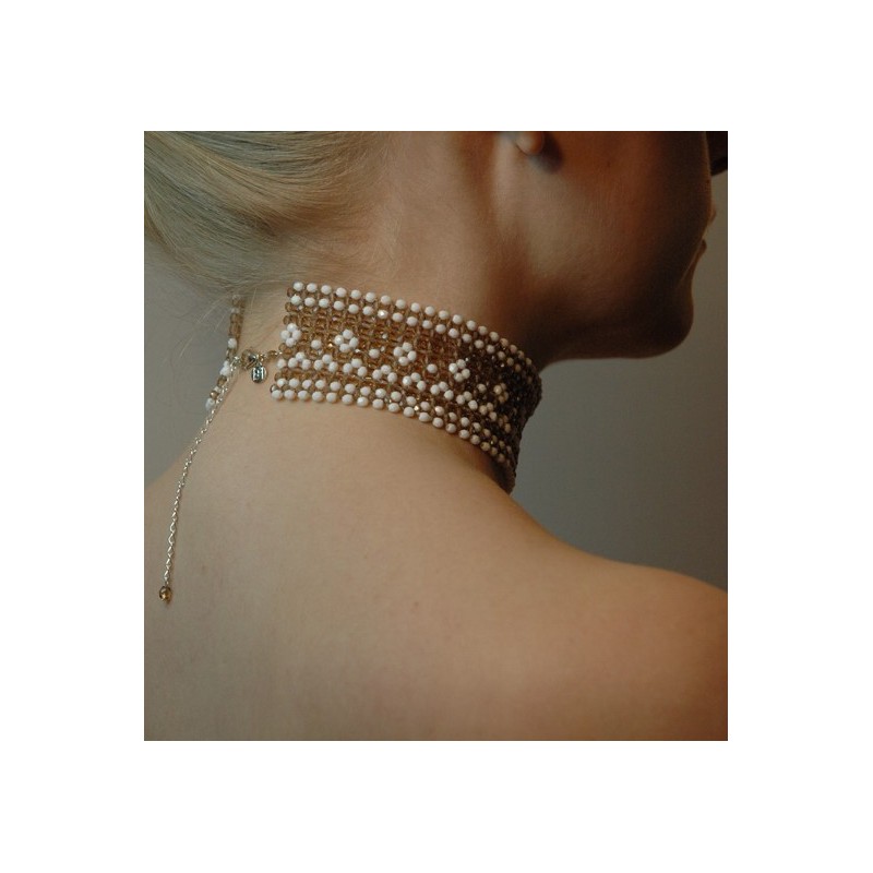 Choker hvit/gull