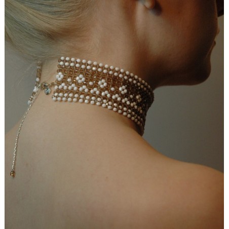 Choker hvit/gull