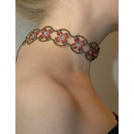 Choker bronse/grå/rosa